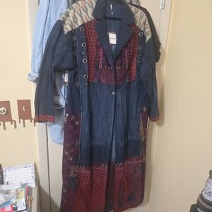 Boho Patchwork Maxi Jacket in Navy and Burgundy